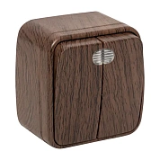 Минск Выключатель 2-клавишный ОП 10А с индикатором тёмное дерево EKF