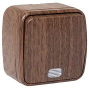 Минск Выключатель 1-клавишный ОП 10А с индикатором тёмное дерево EKF