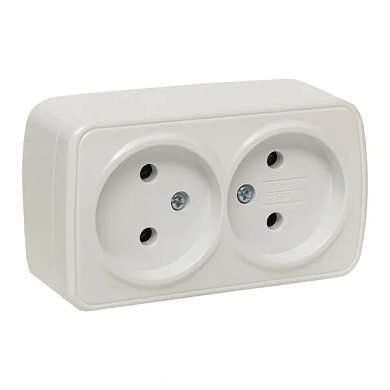 Минск Розетка 2-местная ОП 10А без заземления белая EKF