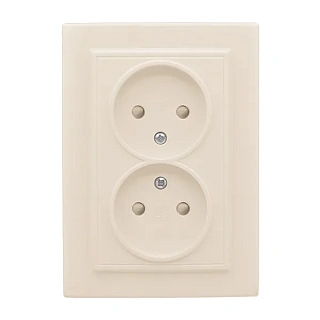 Минск Розетка 2-мест. СП б/з 10А бежевый с защ. штор. EKF