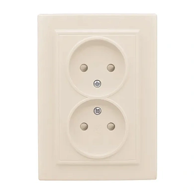 Минск Розетка 2-мест. СП б/з 10А бежевый с защ. штор. EKF