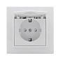 Минск Розетка 1-местная СП с/з с крышкой 16А белая с защ. штор. EKF
