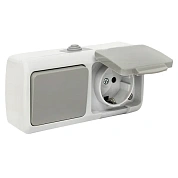 Мурманск Блок роз. 1-м 16А с зазем.с кр. + 1-кл выкл IP54 сер. EKF