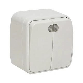 Минск Выключатель 2-клавишный ОП 10А с индикатором белый EKF