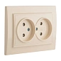 Минск Розетка 2-мест. СП б/з 10А бежевый с защ. штор. EKF