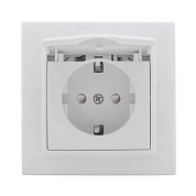 Минск Розетка 1-местная СП с/з с крышкой 16А белая с защ. штор. EKF