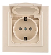 Минск Розетка 1-мест. СП с/з с крышкой 16А бел. с защ. штор. IP44 EKF