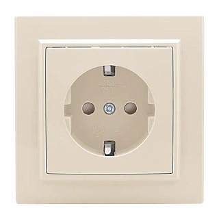 Минск Розетка 1-мест. СП с/з 16А бежевый с защ. штор. EKF