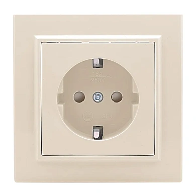 Минск Розетка 1-мест. СП с/з 16А бежевый с защ. штор. EKF