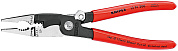 Клещи электромонтажные, 6-в-1,защёлка-"собачка", L-200 мм, чёрные, обливные рукоятки (KNIPEX)