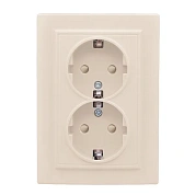 Минск Розетка 2-мест. СП с/з 16А бежевый с защ. штор. EKF