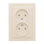 Минск Розетка 2-мест. СП б/з 10А бежевый с защ. штор. EKF