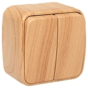 Минск Выключатель 2-клавишный ОП 10А светлое дерево EKF