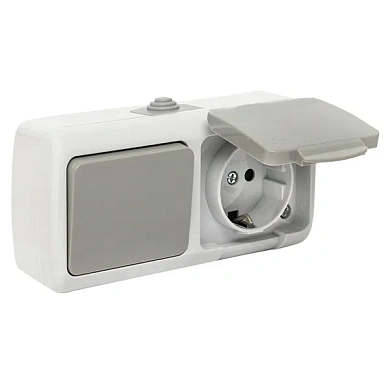 Мурманск Блок роз. 1-м 16А с зазем.с кр. + 1-кл выкл IP54 сер. EKF