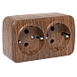Минск Розетка 2-местная ОП 16А с заземлением тёмное дерево EKF
