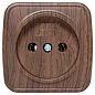Минск Розетка 1-местная ОП 10А без заземления тёмное дерево EKF