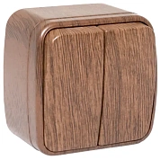 Минск Выключатель 2-клавишный ОП 10А тёмное дерево EKF