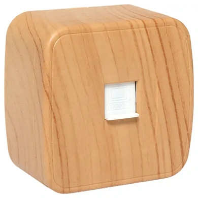 Минск Розетка RJ-45 1-местная ОП, 1А, 120В, светлое дерево EKF