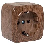 Минск Розетка 1-местная ОП 16А с заземлением тёмное дерево EKF