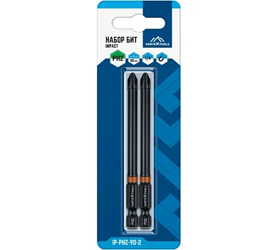 НАБОР БИТ IMPACT PH2X90 2шт.  (1/ 50/ 250),VERTEXTOOLS