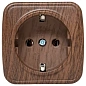 Минск Розетка 1-местная ОП 16А с заземлением тёмное дерево EKF