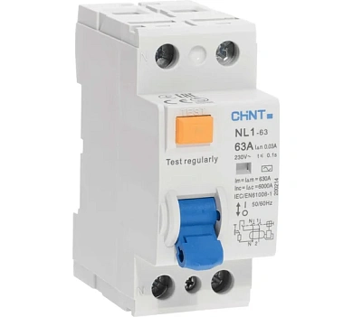 ВДТ (УЗО) NL1-63 2P 63А 30мА 6кА тип AC (DB) ®,Chint