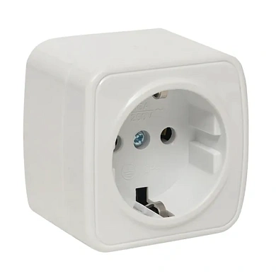 Минск Розетка 1-местная ОП 16А с заземлением белая EKF