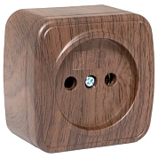 Минск Розетка 1-местная ОП 10А без заземления тёмное дерево EKF