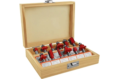НАБОР ТВЕРДОСПЛАВНЫХ ФРЕЗ ПО ДЕРЕВУ 12 предм. (1/40),VERTEXTOOLS