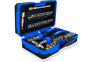 НАБОР БИТ 38 ПРЕДМЕТОВ, ДЕРЖАТЕЛЬ,ТРЕЩОТКА, УДЛИНИТЕЛЬ, КАРДАН, ГОЛОВКИ (1/ 24),VERTEXTOOLS