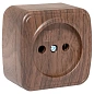 Минск Розетка 1-местная ОП 10А без заземления тёмное дерево EKF
