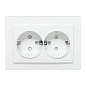 Минск Розетка 2-местная СП с/з 16А белая с защ. штор. EKF